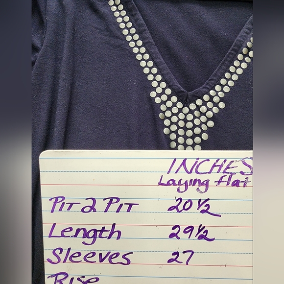 Michael Kors Navy Blue V-Neck Tie Waist Tunic SZ Large - Picture 8 of 8